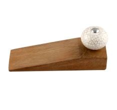 Cream Crackle Ceramic Wooden Door Stopper